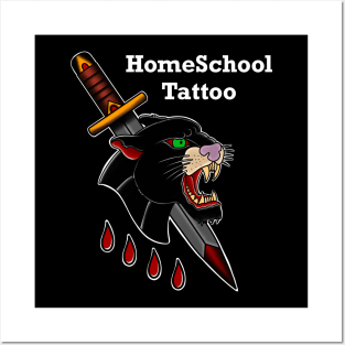 HomeSchoolTattoo Panther Head & Dagger Posters and Art